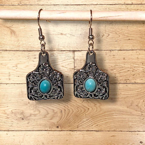 Turquoise Cowtag Earrings