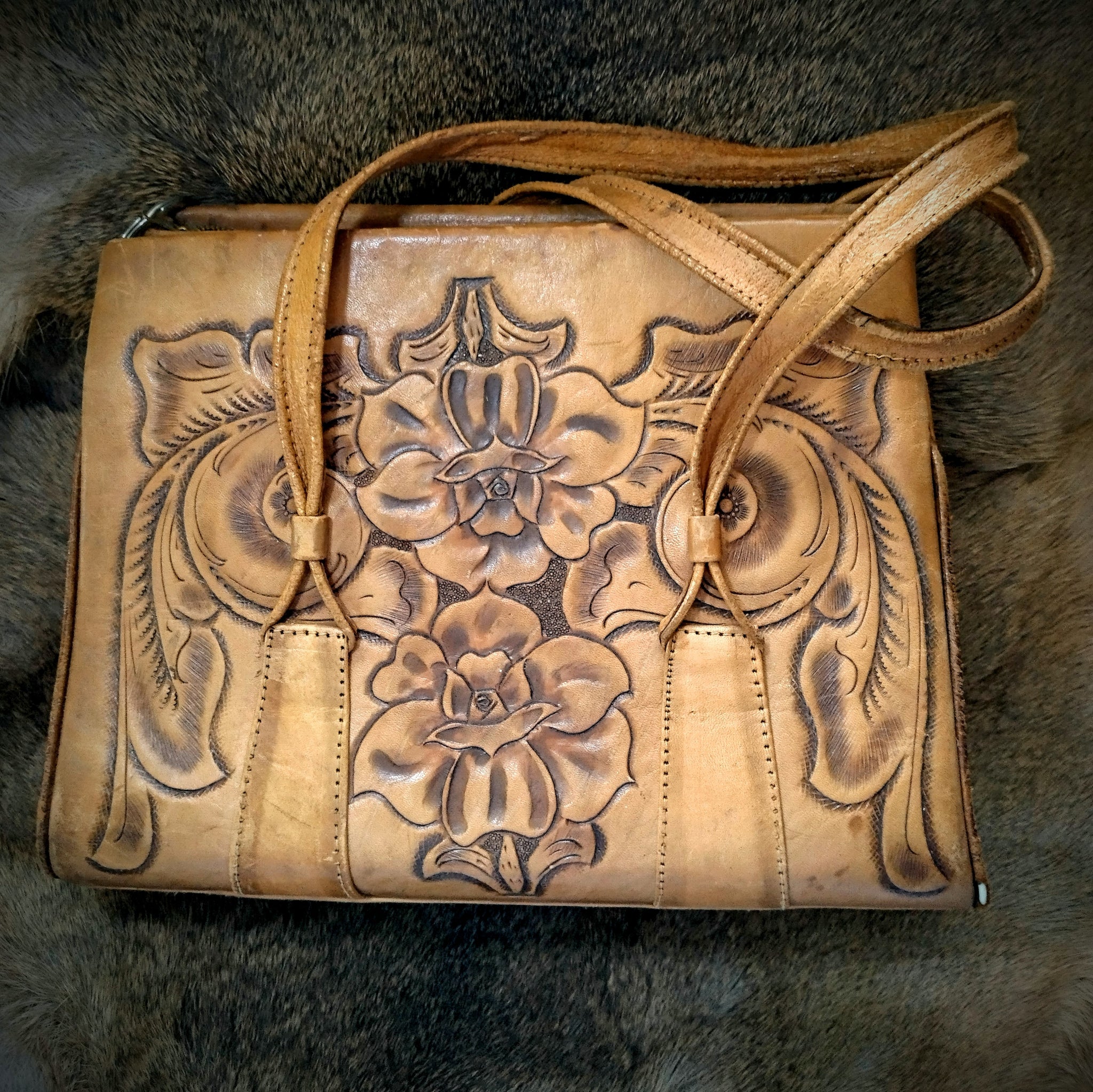 Vintage Hand-Tooled Leather Purse